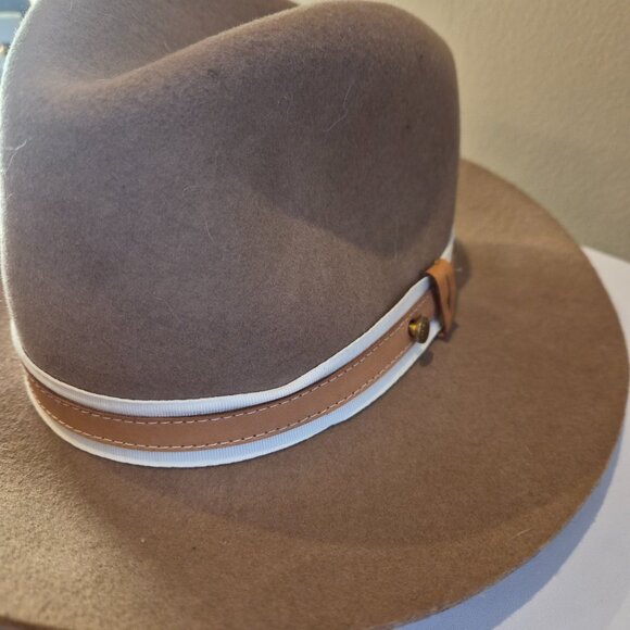 Rag & Bone Wide Brim Felted Wool Fedora Hat - Camel - NWOT 